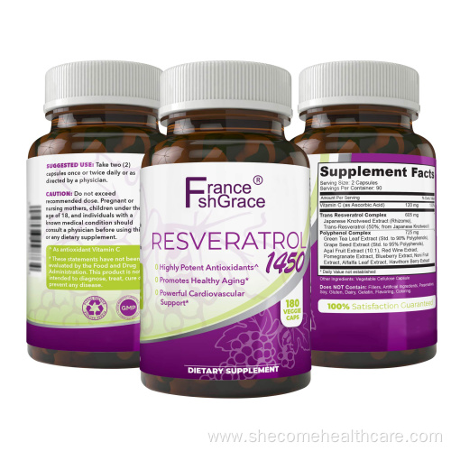 Trans Resveratrol Supplemen Promotes Anti-Aging capsules